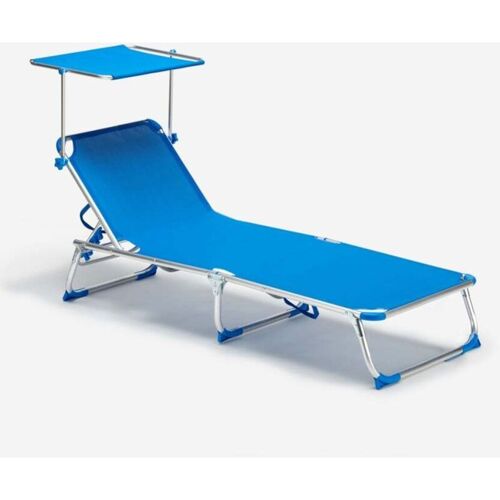 Bain De Soleil Pliant Transat Chaise Longue Piscine Pare-Soleil California - Bleu