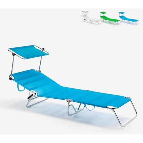 Transat De Plage Bain De Soleil Pliable En Aluminium Cancun - Bleu