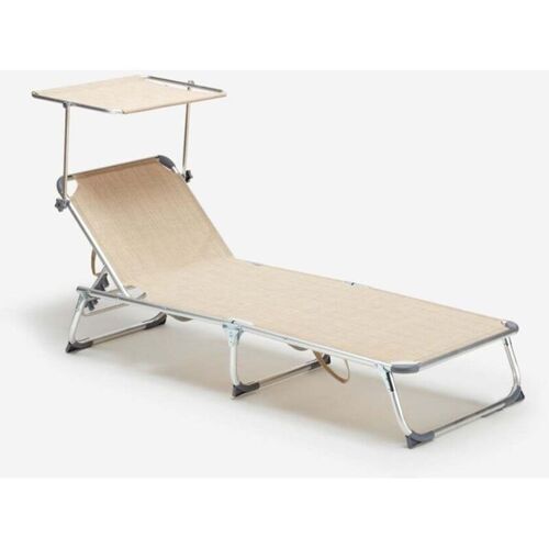 Bain De Soleil Pliant Transat Chaise Longue Piscine Pare-Soleil California - Beige