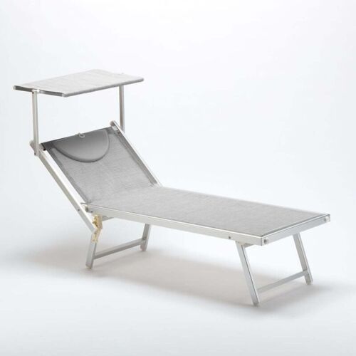 Bain De Soleil De Jardin Transat Professionnel En Aluminium Piscine Italia - Gris