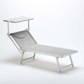 Bain De Soleil De Jardin Transat Professionnel En Aluminium Piscine Italia - Gris
