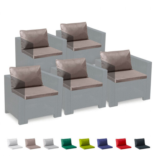 Ensemble De 5 Coussins De Rechange Imperméables Pour Salon De Jardin En Rotin Bica Grand Soleil - Marron