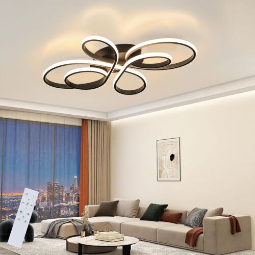 Led Plafonnier Dimmable - Noir Moderne 66cm Lampe De Plafond Design Créatif 65w Avec Télécommande Lampe De Salon Pour Chambre À Coucher Bureau Salle De Travail - Zmh