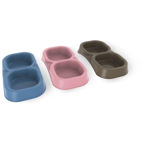 Distributeur Double De Nourriture Pour Animaux Bama Pet 21 X 11,5 X 3 Cm, Couleurs Variées