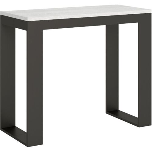 Console Extensible Bois Et Acier Tiroz Evolution 5 Rallonges 2 Pieds-blanc-2 Pieds-5 Rallonges