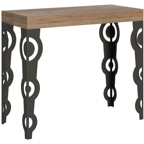 Console Extensible 90x40/300 Cm Karamay Chêne Nature Structure Anthracite