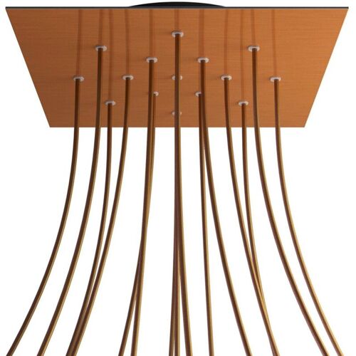 Creative Cables Rose-one Square Xxl Rosette, 400 Mm Avec 15 Trous Et 4 Trous Latéraux - Dibond Cuivre Satiné, Noir