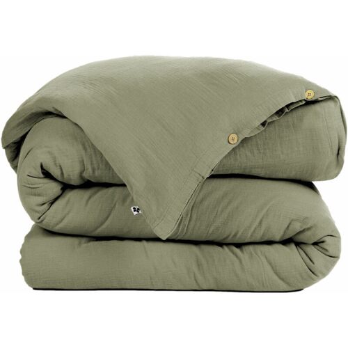 L'effet Papillon - Housse De Couette Gaze De Coton 240x220 Cm Gaia Vert Romarin