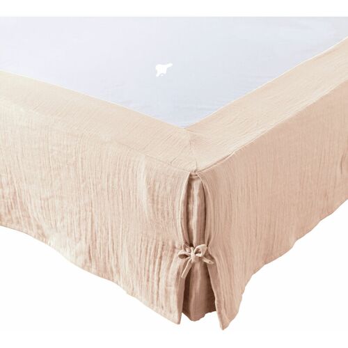 L'effet Papillon - Cache-Sommier Gaze De Coton 90x190 Gaia Coloris Rose Guimauve