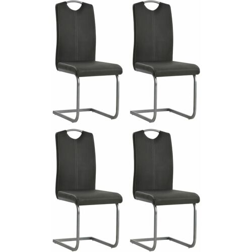 Lot de 4 chaises de salle à manger cuisine design moderne cantilever en synthétique gris CDS021374