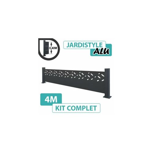 Cloture&jardin - Kit Clôture Aluminium Gris Anthracite 4m - Design - Sur Platines - 0,40 Mètre