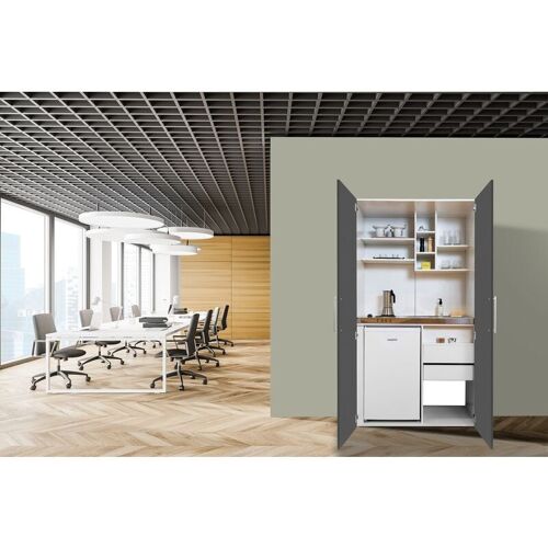 Respekta - Cuisine Cuisine De Bureau Mini-cuisine Single Blanc Gris Peter 104 Cm