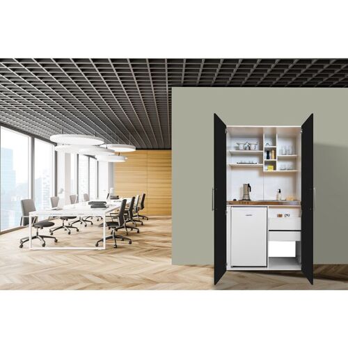 Cuisine Cuisine De Bureau Mini-cuisine Single Blanc Noir Peter 104 Cm Respekta