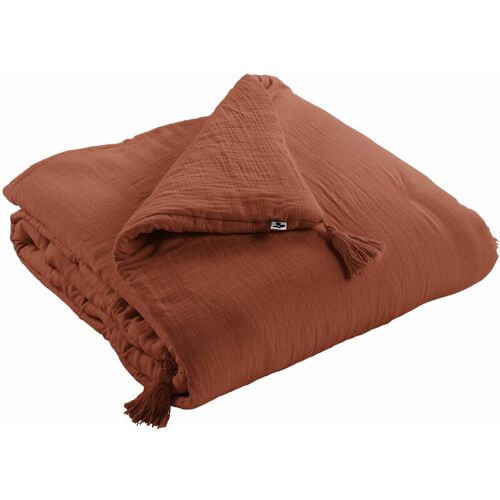 L'Effet Papillon - Bout De Lit édredon Gaze De Coton 90x200 Gaia Coloris Terracotta