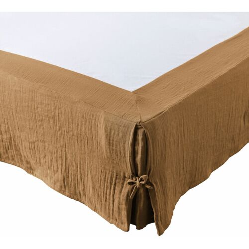 L'effet Papillon - Cache-Sommier Gaze De Coton 140x190 Gaia Coloris Marron Camel