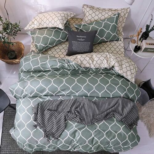 Parures De Lit 200x200cm Avec Taies D'oreiller, Housse De Couette En Polyester, Avec Fermeture Éclair, Parure De Lit, Linge De Lit, 100% Microfibre, Style Nordique Adulte Vert Foncé