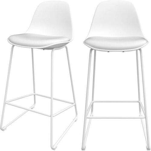 Rendez-vous Déco - Lot De 2 Chaises Pour Ã?lot Central 65 Cm Blanches - Leni