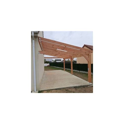Abri Une Pente Adossé, 500cmx800cm, Bois Douglas Français, Carport, Auvent, Abri Voiture