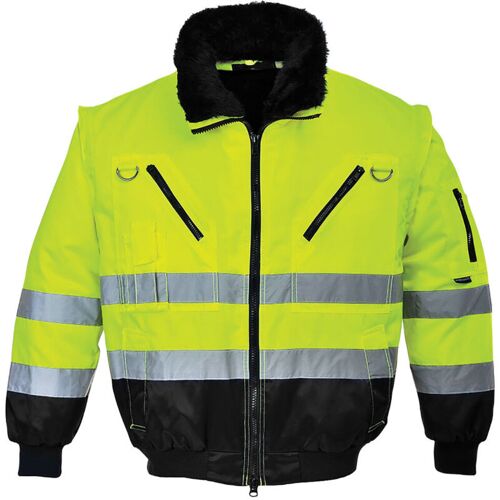 Portwest - Blouson Pilote 3 En 1 Haute Visibilité Jaune / Noir Xl