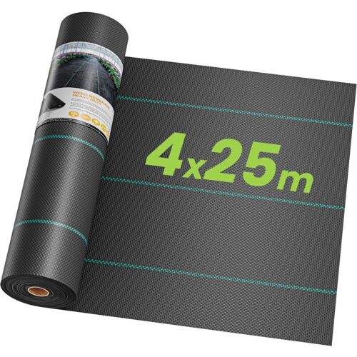 Keepbuying - Toile De Paillage Couverture De Sol 4m X 25m, Contre Mauvaises Herbes De Jardin, Bâche Perméable Protection Uv Haute Densité
