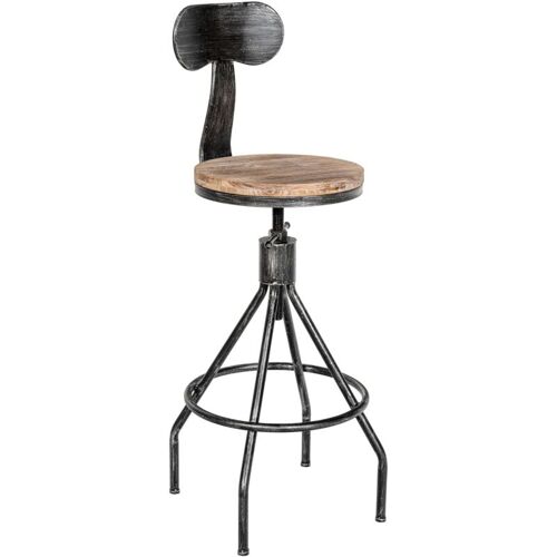 Clp - Tabouret De Design Industriel Antique En Argent