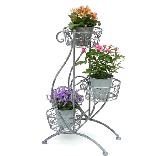Escalier À Fleurs Métal Gris 75 Cm Support À Fleurs Avec 3 Étagères 96011 Colonne À Fleurs Support À Plantes Colonne À Plantes Tabouret À Fleurs - Dandibo