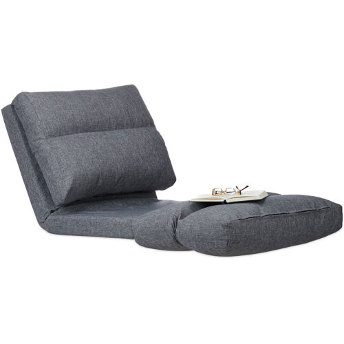 Relaxdays - Chaise Longue Fauteuil Relax Matelas Pliant Dossier Réglable Rembourrage Coussin D'intérieur Pouf 194 Cm Gris