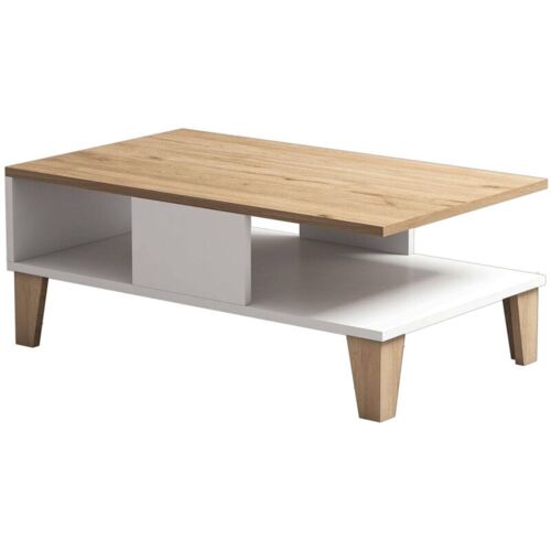 Table Basse Delectatio Bois Chêne Clair Et Blanc
