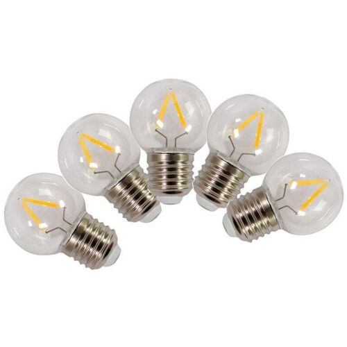 Tibelec - Lot 5 Ampoules Led Sphériques E27 Diam. 45mm, 1.7w, 160 Lumens, 2800k, À Filament, Plastique Haute Résistance Conçu Pour L'extérieur