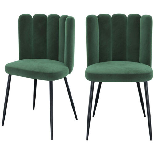 Rendez-vous Déco - Lot De 2 Chaises En Velours Vert Et Pieds En Métal - Rosy