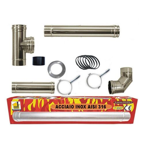 Cheminee Kit Cheminee Tuyaux Poele à Granules O 80. Canal De Fumee En Acier Inoxydable Aisi 316l Ce Made In Italy Uni 1856