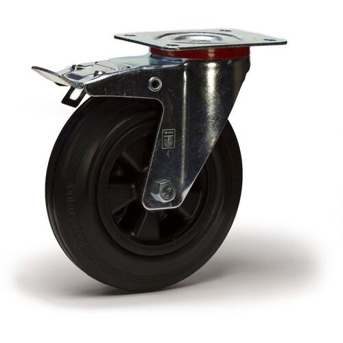 2gt Roues Et Roulettes - Roulette Pivotante à Frein Diamètre 100 Mm Caoutchouc Noir - 70 Kg