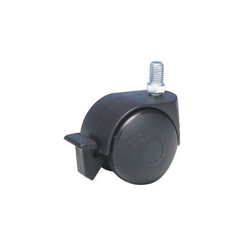 2gt Roues Et Roulettes - Roulette Jumelée Pivotante à Frein 40 Mm Noir à Tige Filetée M10x15