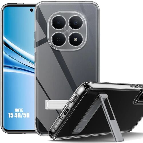 Coque Silicone pour Xiaomi Redmi Note 15 5G/4G, Antichoc Transparent avec Support Réglable - E.F.Connection