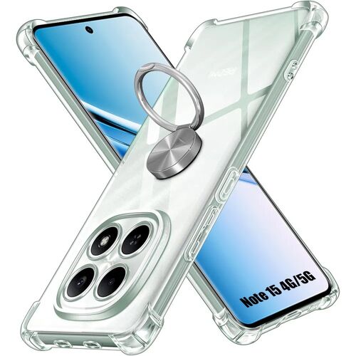 Coque pour Xiaomi Redmi Note 15 5G/4G, Silicone avec Anneau Argenté Rotatif à 360 Degrés - E.F.Connection