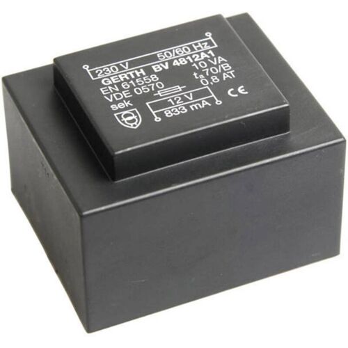 Gerth Pt481201 Transformateur Pour Circuits Imprimés 1 X 230 V 1 X 12 V/ac 10 Va 833 Ma V050111