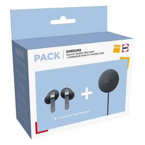 Pack écouteurs Samsung Galaxy Buds4 Pro + Pad charge a induction 25W