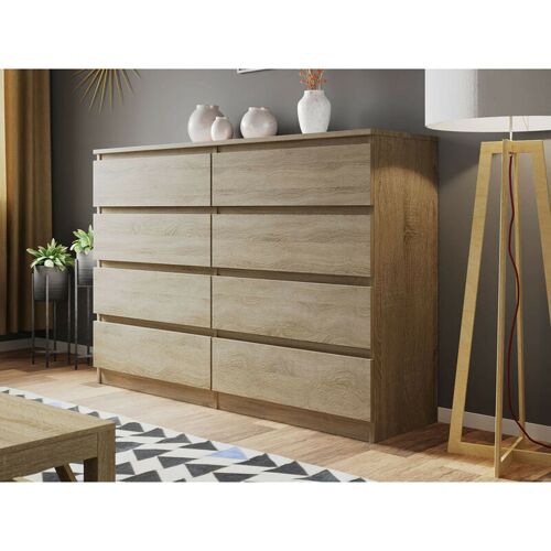 Bestmobilier - Celia - Commode 8 Tiroirs - Effet Bois - 139 Cm - Style Contemporain