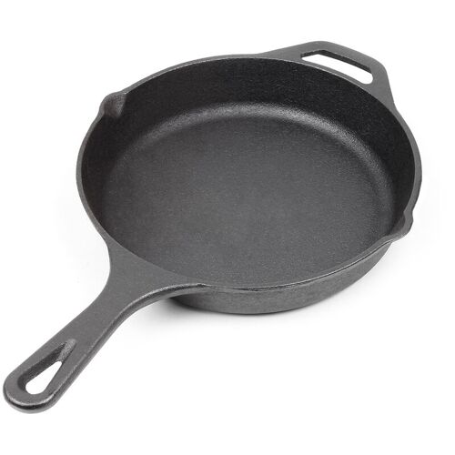 Poêle À Frire En Fonte 20cm Avec Manche Et Bec Verseur Accessoires Cuisson Effet Anti-Adhésif Naturel Cuisine - Wiltec