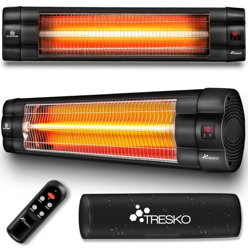 Tresko Radiateur Infrarouge Noir Extérieur 2500w Chauffage Radiant Terrasse Murale Inclination Télecommande 3 Niveaux Intérieur Et Extérieur