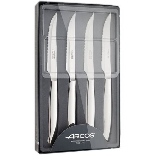 Jeu De Couteaux Loins Arcos De La Table 378400 Monobloc D'une Pièce D'acier Inoxydable, Lame De 11 Cm Dans Le Cas De 4 Pièces.