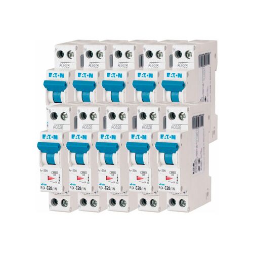 Eaton - Lot De 10 Disjoncteurs 20a Plg, Ph+n 4,5ka (en 60898) Courbe C