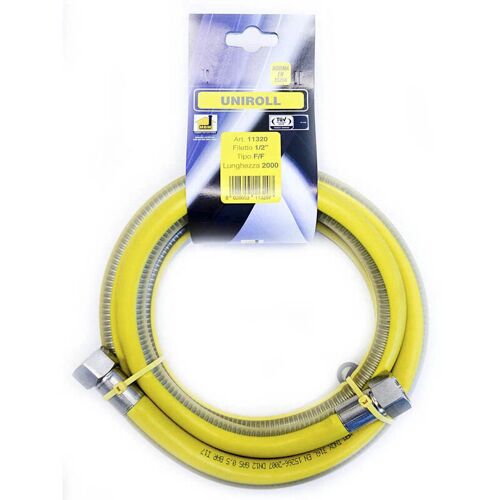 Tuyau Gaz 2 M - 1/2"" Dn12 Mm. Ff Inox Selon En 15266 Pour Table De Cuisson/cuisine Uniroll