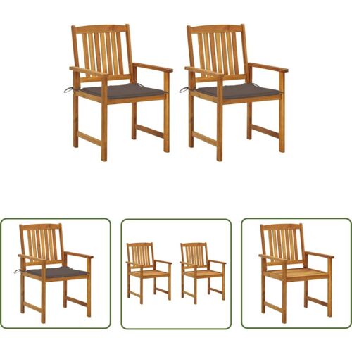 The Living Store Chaises De Jardin Avec Coussins Lot De 2 Bois D'acacia Massif - Chaise De Jardin - Fauteuil De Jardin - Mobilier De Jardin - Acacia Massif - Chaise Avec Coussin