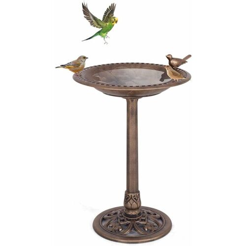 Mangeoire À Oiseaux Sur Pied Pour Attire Plus D'oiseaux Bain D'oiseaux Avec Une Plateau De Diametre 50cm, Hauteur 76cm, Design Antique (Bronze) - Goplus