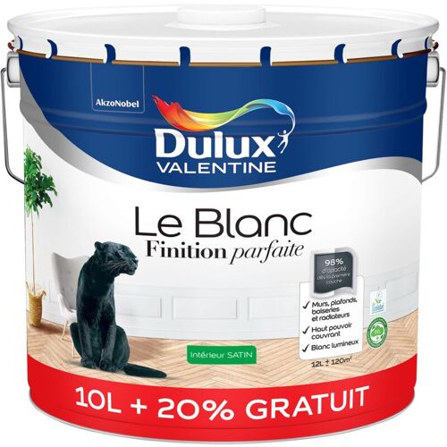 Dulux Valentine - Peinture Le Blanc Finition Parfaite sétin Blanc 10 L + 20%