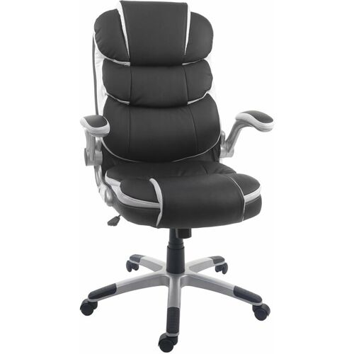 Fauteuil chaise de bureau sur roulettes hauteur réglable pivotant en synthétique noir 04_0001843