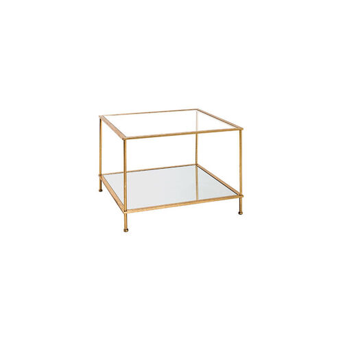 M&s - Table Basse Carrée 60x45 Cm En Verre Trempé Et Métal Doré
