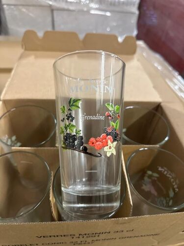 Lot De 6 Verres Sirop Monin 35 Cl, Grenadine, Neuf Et Officiel