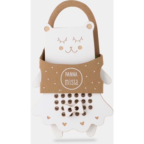 Milin Wooden Lacing Toy Mrs. Teddy jouet d¿activité 22 cm x 16 cm x 0,7 cm 1 pcs